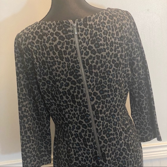 Talbots Womens Dress Size 10 Black Gray Animal Print Jersey Knit Zippered - Picture 6 of 11